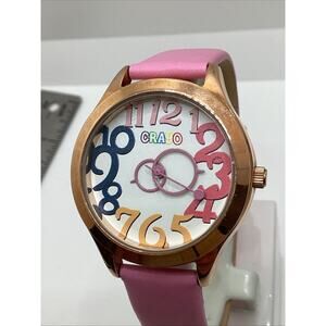Crayo Spirit Jubilee Women's Minimalist Pink Strap Quartz Watch New Battery!
